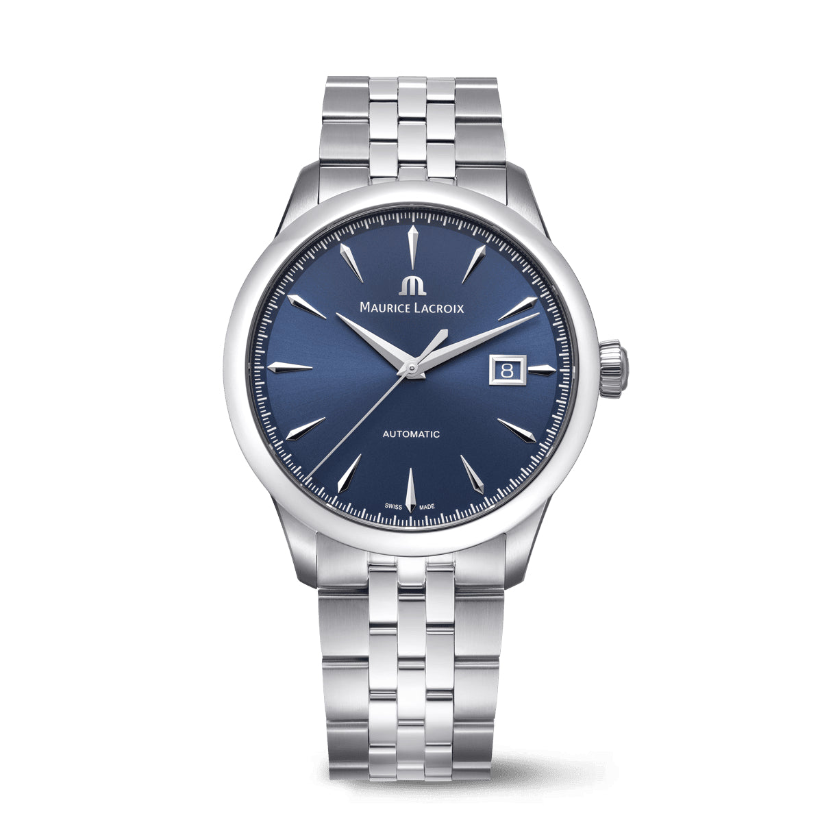 Orologio Uomo Maurice Lacroix 1975 Data Automatico Blu 756008-SS002-430-1